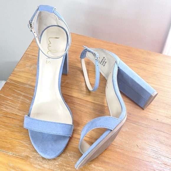 Lulu’s Taylor Blue Suede Ankle Strap Heels - Picture 4 of 14